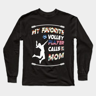 My Favorite Volleyball Player Calls Me Mom vintage flower style Long Sleeve T-Shirt